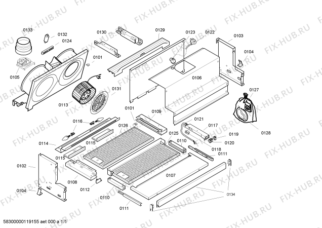 Схема №1 LI16030RK с изображением Патрубок для вытяжки Bosch 00268627