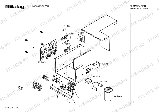 Взрыв-схема кондиционера Balay 3XS300E 3M30 - Схема узла 03
