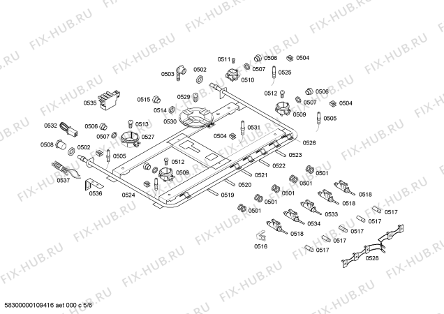 Схема №1 HSK66K42EH HF EXPORTACAO с изображением Панель для плиты (духовки) Bosch 00219807