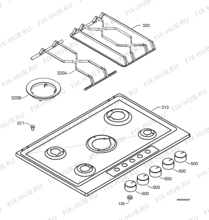 Взрыв-схема плиты (духовки) Aeg Electrolux 75850G-M - Схема узла Hob 271