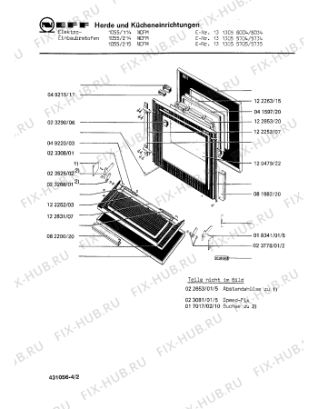 Взрыв-схема плиты (духовки) Neff 1313055704 1055/214NCFM - Схема узла 02