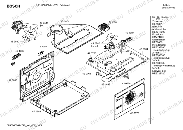 Взрыв-схема плиты (духовки) Bosch HEN330550 - Схема узла 02