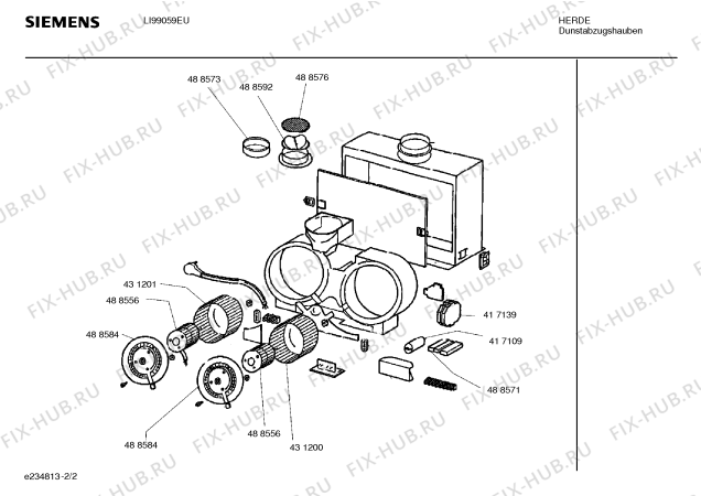 Схема №1 LI99059EU с изображением Мотор вентилятора для вентиляции Siemens 00488556