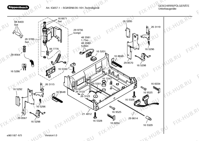 Взрыв-схема посудомоечной машины Kueppersbusch SGIKBN6 - Схема узла 05
