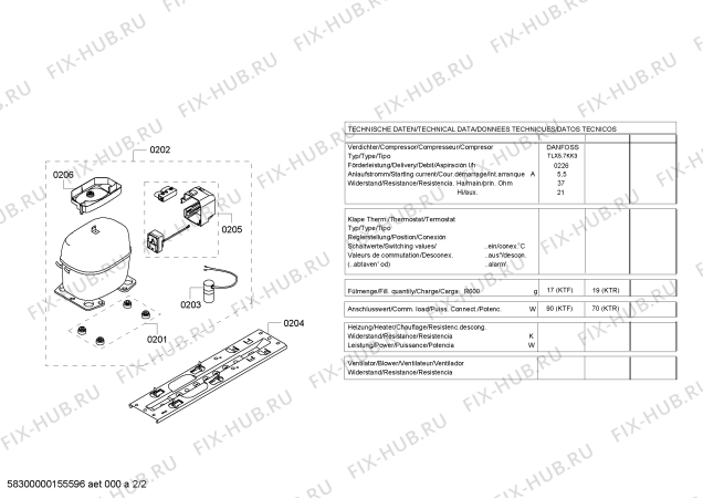 Схема №1 KT14RV21FF с изображением Компрессор для холодильной камеры Bosch 00145245