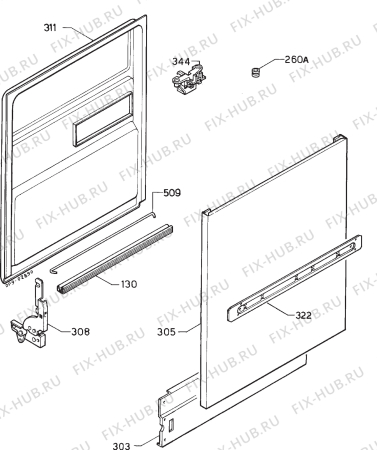 Взрыв-схема посудомоечной машины Rex IP760B - Схема узла Door 003