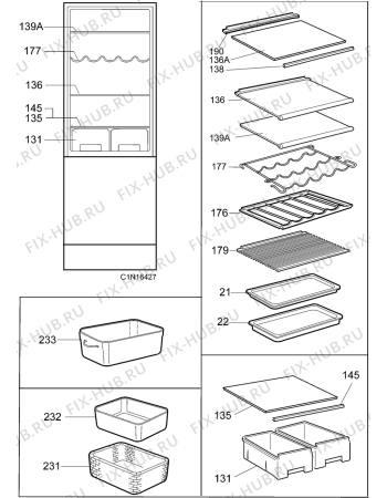 Взрыв-схема холодильника Electrolux ER8599BCRE - Схема узла C10 Optional fridge interior