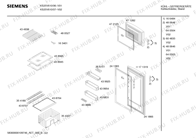 Схема №2 KS25V610 с изображением Инструкция по эксплуатации для холодильника Siemens 00591261