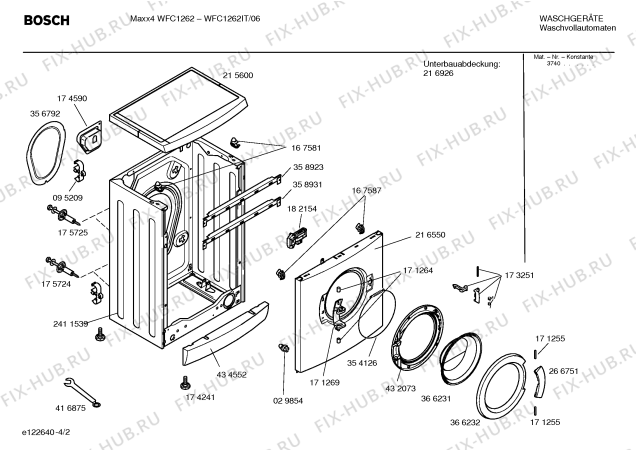 Схема №2 WFC1262IT Maxx4 WFC1262 с изображением Инструкция по установке и эксплуатации для стиральной машины Bosch 00587747