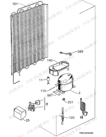 Взрыв-схема холодильника Juno JCN10210S5 - Схема узла Cooling system 017