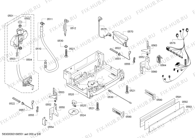 Взрыв-схема посудомоечной машины Siemens SN48P560DE Extraklasse made in germany - Схема узла 05