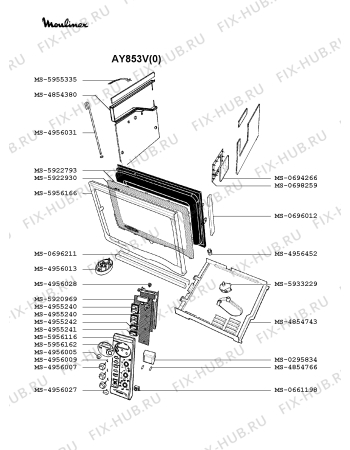 Взрыв-схема микроволновой печи Moulinex AY853V(0) - Схема узла 0P002311.2P3