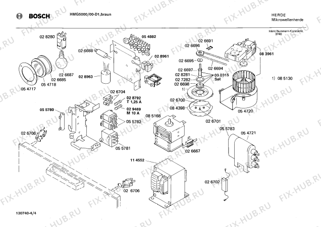 Взрыв-схема микроволновой печи Bosch HMG5000 - Схема узла 04