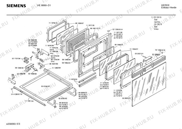 Схема №3 0750192063 EH680ER с изображением Крышка для электропечи Siemens 00111977