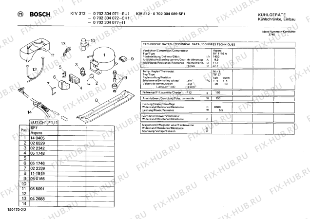 Взрыв-схема холодильника Bosch 0702304071 KIV312 - Схема узла 02