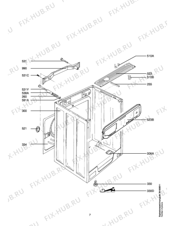 Взрыв-схема стиральной машины Aeg LAVW730-W - Схема узла Housing 001