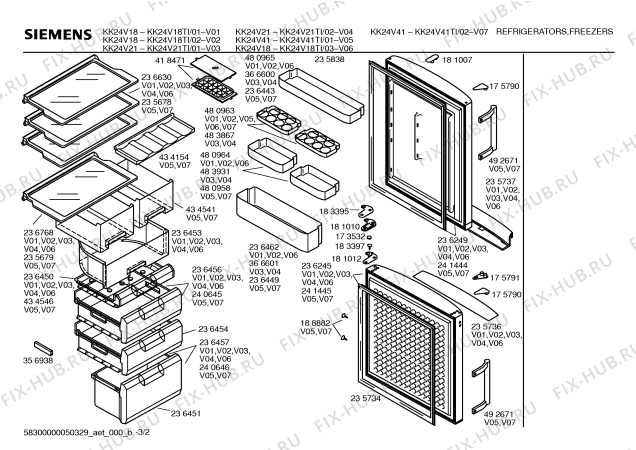 Взрыв-схема холодильника Siemens KK24V21TI - Схема узла 02