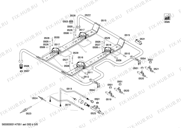 Взрыв-схема плиты (духовки) Bosch HGG223120R - Схема узла 05