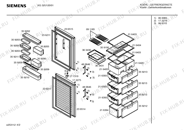 Взрыв-схема холодильника Siemens KG32U120 - Схема узла 02