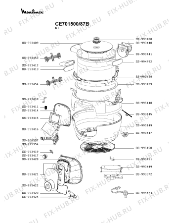 Схема №1 CE701500/87A с изображением Корпусная деталь для электропароварки Moulinex SS-995148