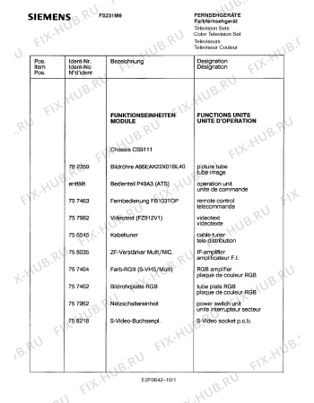 Взрыв-схема телевизора Siemens FS231M6 - Схема узла 02