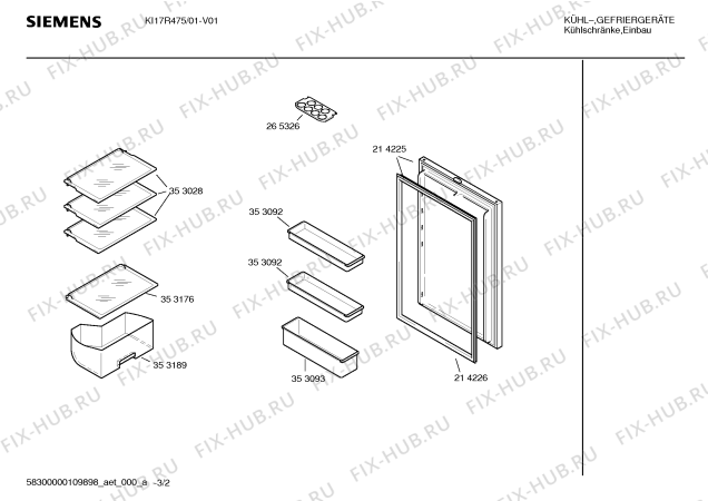 Схема №2 KI17R475 Blendenfarbe weiß с изображением Дверь для холодильной камеры Siemens 00219824