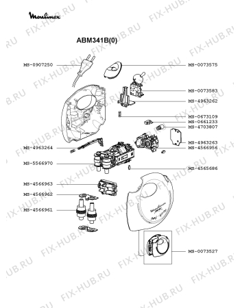 Взрыв-схема блендера (миксера) Moulinex ABM341B(0) - Схема узла XP000626.1P2