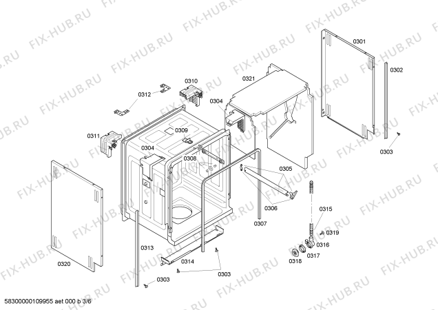 Схема №2 SL84A305UC hydroSensor с изображением Внешняя дверь для посудомойки Siemens 00475877