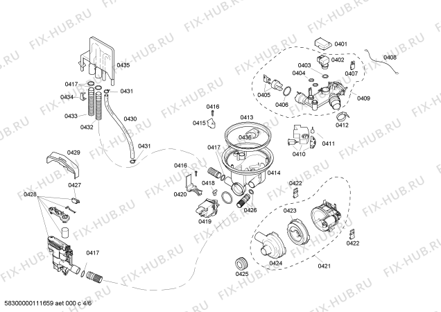 Схема №3 SHE47C06UC Bosch с изображением Регулировочный узел для посудомойки Bosch 00444899