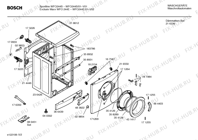 Взрыв-схема стиральной машины Bosch WFO244E Exclusiv Maxx WFO 244E - Схема узла 02