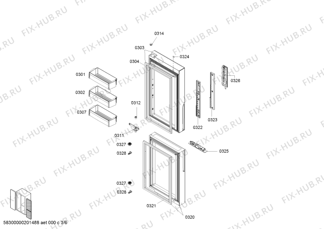 Схема №2 KA96FA40TI, CN FRFC Domestic с изображением Дверь для холодильника Siemens 00717977