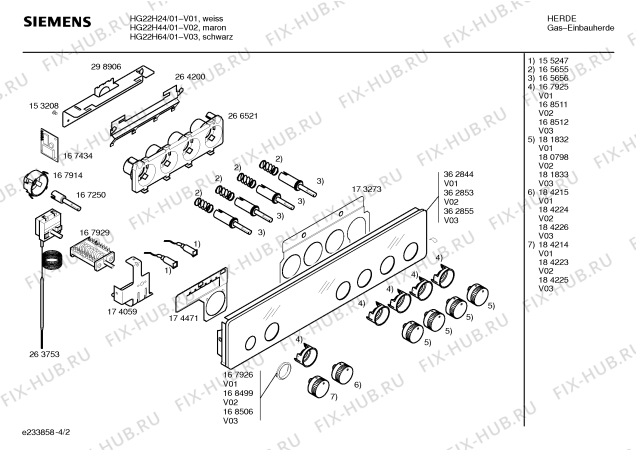 Взрыв-схема плиты (духовки) Siemens HG22H44 - Схема узла 02