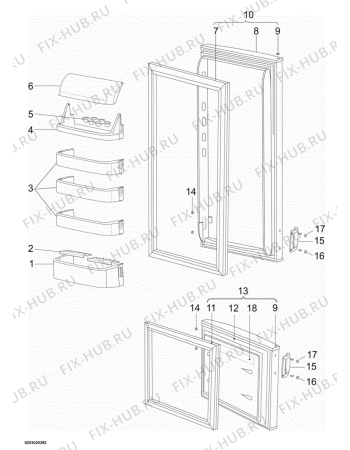 Взрыв-схема холодильника Electrolux ERB3798X - Схема узла Door 003