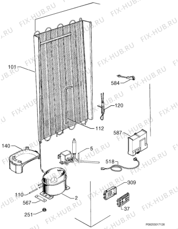 Взрыв-схема холодильника Aeg Electrolux SC91841-4I - Схема узла Cooling system 017