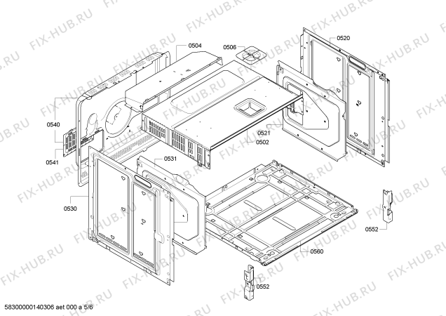 Взрыв-схема плиты (духовки) Bosch HBA76B650B - Схема узла 05