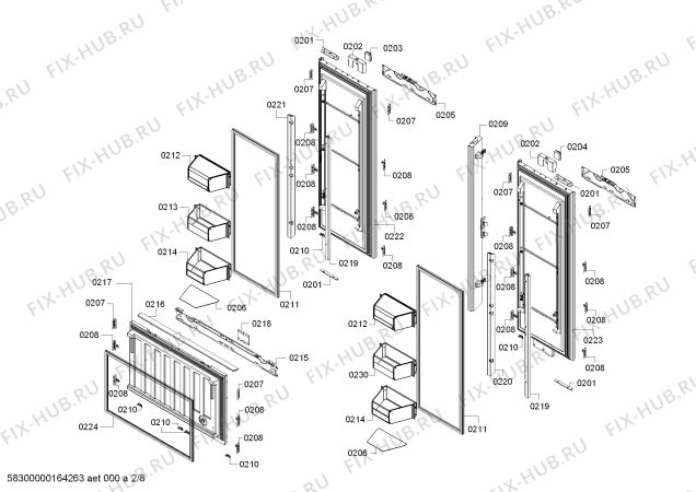 Схема №2 RY491701 с изображением Монтажный набор для холодильника Bosch 00740475