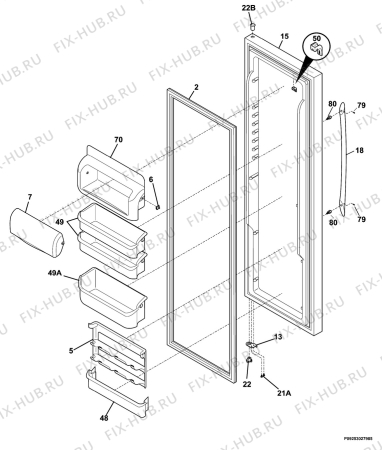 Взрыв-схема холодильника Electrolux ERL6296XK5 - Схема узла Refrigerator door