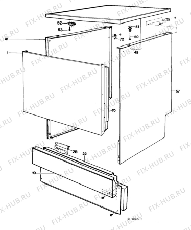 Взрыв-схема посудомоечной машины Arthurmartinelux 71152W5 - Схема узла W10 Front  G