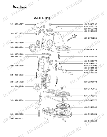 Взрыв-схема кухонного комбайна Moulinex AATFD2(1) - Схема узла TP000413.3P2