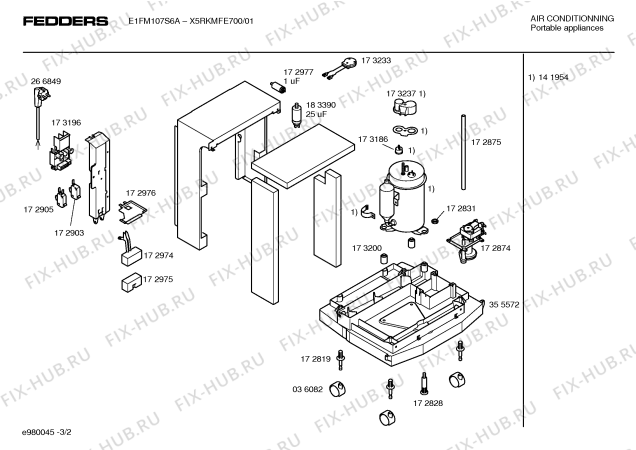 Взрыв-схема кондиционера Fedders X5RKMFE700 Fedders - Схема узла 02