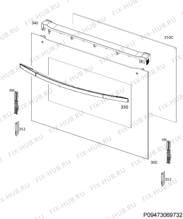 Взрыв-схема плиты (духовки) Zanussi ZCV9540G1X - Схема узла Door