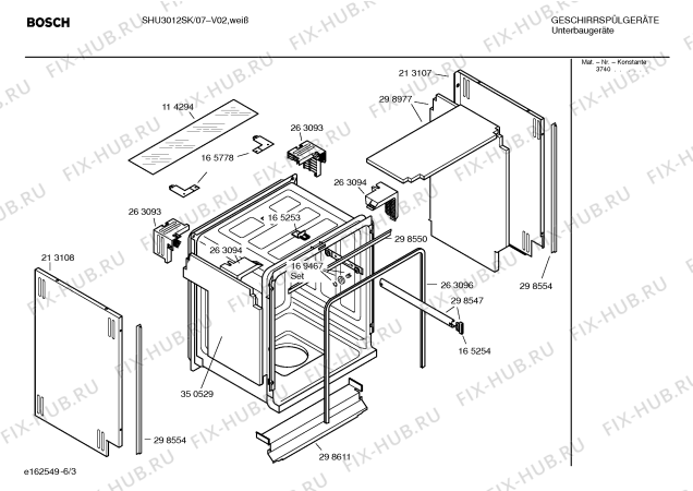 Взрыв-схема посудомоечной машины Bosch SHU3012SK - Схема узла 03