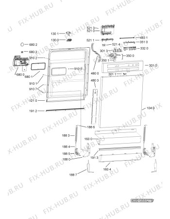 Схема №1 ADP 7452 A+ PC TR6S с изображением Панель для посудомойки Whirlpool 481010493573