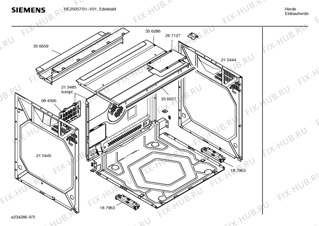 Взрыв-схема плиты (духовки) Siemens HE25057 - Схема узла 05