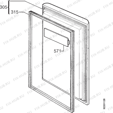 Взрыв-схема холодильника Zanussi ZVF47RM - Схема узла Door 003