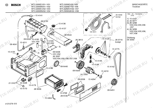 Схема №1 WTL5100FF WTL5100 с изображением Заглушка для электросушки Bosch 00165277