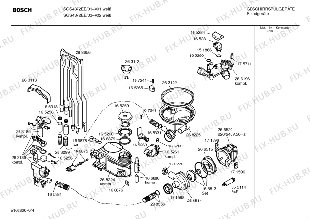 Взрыв-схема посудомоечной машины Bosch SGS4372EE GrandPrix - Схема узла 04