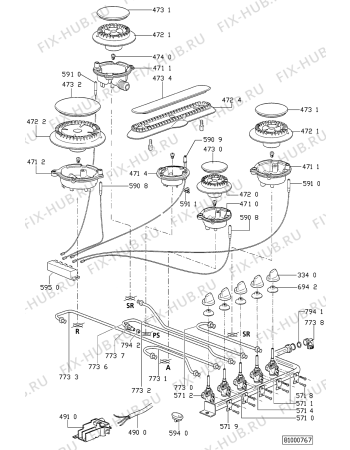 Взрыв-схема плиты (духовки) Whirlpool AKM 165 IX - Схема узла
