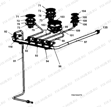 Взрыв-схема плиты (духовки) Zanussi ZCG555GW2 - Схема узла Section 6