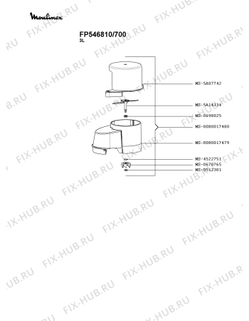 Взрыв-схема кухонного комбайна Moulinex FP546810/700 - Схема узла 6P005541.0P4